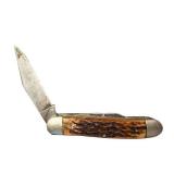 Schrade Uncle Henry and Imperial Pocket Knives with Stag Handles - Set of 2