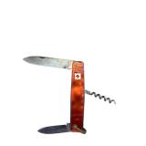 Vintage Swiss Army Style Pocket Knife with Corkscrew and Red Emblem Handle