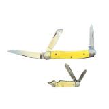 Set of 2 Yellow Handle Pocket Knives Case XX and Vintage Opener Knife