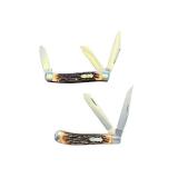 Set of 2 Schrade USA Middleman Jack Pocket Knives with Stag Handles