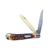 Set of 2 Schrade USA Middleman Jack Pocket Knives with Stag Handles