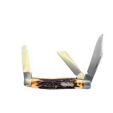 Schrade Uncle Henry Three-Blade Pocket Knife with Staglon Handle