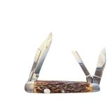 Schrade Walden USA Three-Blade Pocket Knife with Jigged Bone Handle