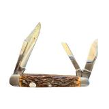 Schrade Walden USA Three-Blade Pocket Knife with Jigged Bone Handle
