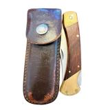 Schrade USA 8OT Folding Pocket Knife with Leather Sheath