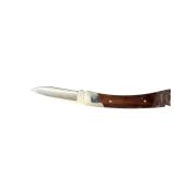 Buck 501 Folding Pocket Knife with Wooden Handle and Leather Sheath