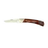 Buck 501 Folding Pocket Knife with Wooden Handle and Leather Sheath