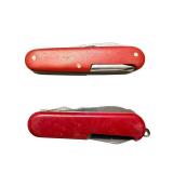 Set of 2 Vintage Swiss Army Pocket Knives Red