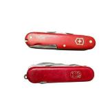 Set of 2 Vintage Swiss Army Pocket Knives Red