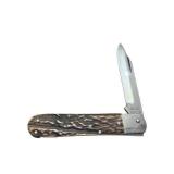 Czecho Slovakia Stainless Folding Pocket Knife with Leather Sheath