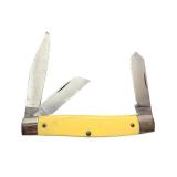 Ranger Ultrahoned Yellow Handle Pocket Knife with 3 Blades USA