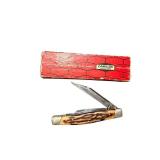 Camillus New York Stag Handle Folding Pocket Knife with Original Box