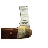 Vintage Two-Blade Pocket Knife with Wooden Handle and Brass Bolsters