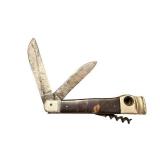Vintage Folding Pocket Knife with Corkscrew and Monogrammed Endcap