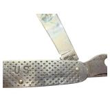 Vintage US Military Pocket Knife with Can Opener, Blade, and Screwdriver Tools