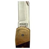 Schrade Uncle Henry LB7 Folding Lockback Knife with Brass and Wood Handle