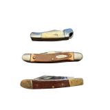 Set of 3 Vintage Folding Pocket Knives Assorted Handles
