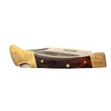 Stainless Steel Folding Pocket Knife with Wood Handle