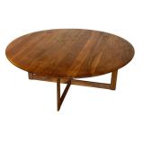 G - Mid Century Modern Brown Saltman Round Coffee Table