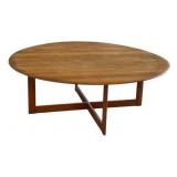 G - Mid Century Modern Brown Saltman Round Coffee Table