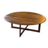 G - Mid Century Modern Brown Saltman Round Coffee Table