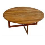 G - Mid Century Modern Brown Saltman Round Coffee Table