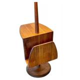 G - Mid-Century Modern Laurel Walnut Floor Lamp with Table and Magazine Rack