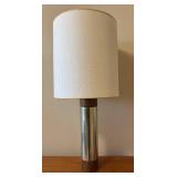 Mid Century Table Lamp with Chrome and Wood Base