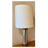 Mid Century Table Lamp with Chrome and Wood Base