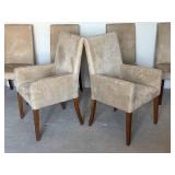 G - Set of 6 Pottery Barn Grayson Suede Oat Dining Chairs