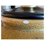 Vintage Table Lamp with Glazed Ceramic Base and Fabric Shade