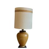 Vintage Table Lamp with Glazed Ceramic Base and Fabric Shade