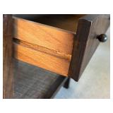 Vintage 1970s MCM Walnut Side Table with Drawer and Caned Shelf