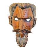 Hand-Carved Wooden Decorative Mask with Mustache