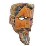 Hand-Carved Wooden Decorative Mask with Mustache
