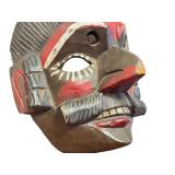 Hand-Carved Folk Art Wooden Mask with Painted Details