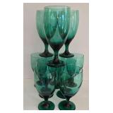 LR - Set of 10 Vintage Libbey Green and Red Glass Stemware Goblets