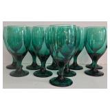 LR - Set of 10 Vintage Libbey Green and Red Glass Stemware Goblets