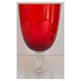 LR - Set of 10 Vintage Libbey Green and Red Glass Stemware Goblets