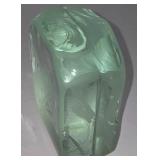 LR - Vintage Etched Glass Block / Paperweight with Whaling Scene