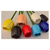 LR - Set of 8 Porcelain Tulips 14.5 Inches Long