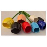 LR - Set of 8 Porcelain Tulips 14.5 Inches Long