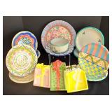 LR - Hand-Painted Ceramic Dinnerware including Vintage Vietri Pottery Pieces