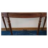 LR - Wood and Glass Demilune Console Table