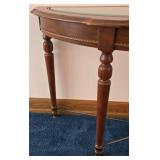 LR - Wood and Glass Demilune Console Table