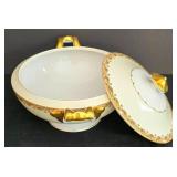 LR - Vintage Meito China Serving Set Made in Japan - Platter, Casserole, Gravy Dish, Creamer, Sugar Bowl