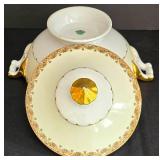 LR - Vintage Meito China Serving Set Made in Japan - Platter, Casserole, Gravy Dish, Creamer, Sugar Bowl