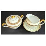 LR - Vintage Meito China Serving Set Made in Japan - Platter, Casserole, Gravy Dish, Creamer, Sugar Bowl