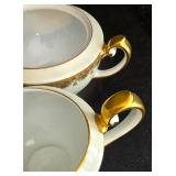 LR - Vintage Meito China Serving Set Made in Japan - Platter, Casserole, Gravy Dish, Creamer, Sugar Bowl
