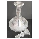 LR - Vintage Edinburgh Scotland Crystal Decanter with Stopper, 6 Glasses and Half Round Wooden Tray